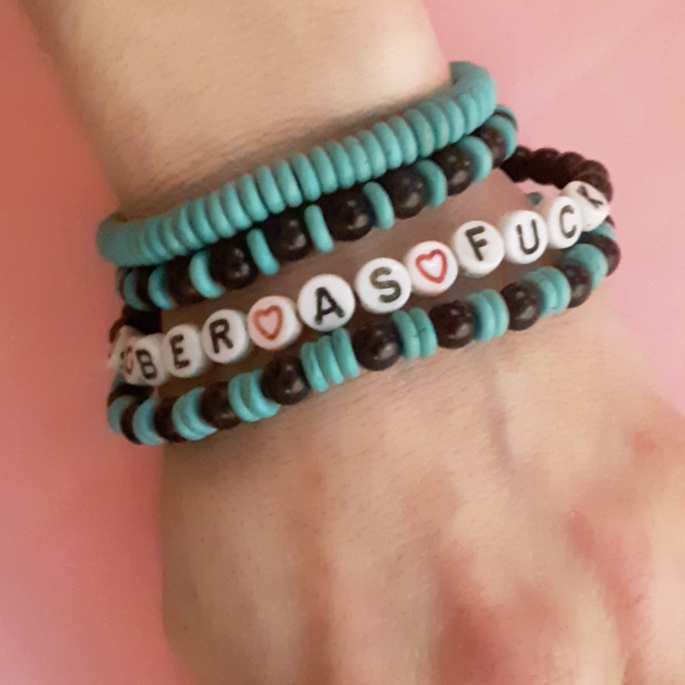 Teal Sober AF Bracelet Set - Picture 4 of 4